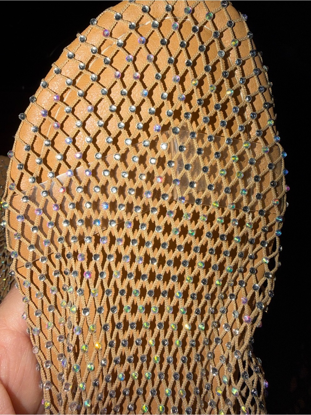 Women's Tan Mesh Rhinestone Sandals - Picture 4 of 4